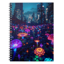 Glowfall Grove Notizbuch | Neon-Kunst von KI Notizblock