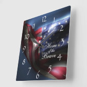 Glowing American Flag/Home of the Brave Quadratische Wanduhr (Winkel)