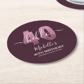 Glowing at 40! Stylish 40th Party with Pink Glam Runder Pappuntersetzer (Angewinkelt)