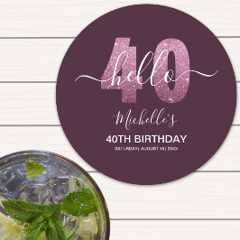 Glowing at 40! Stylish 40th Party with Pink Glam Runder Pappuntersetzer