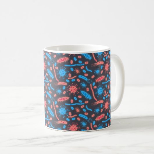 Glowing Bacteria Microorganism pink blue Kaffeetasse (VorderseiteRechts)