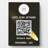 Glowing Black Leather Free Wifi Scan & QR Code Fotoplatte (Vorderseite)