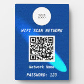 Glowing Blue Leather Free Wifi Scan & QR Code Fotoplatte (Vorderseite)