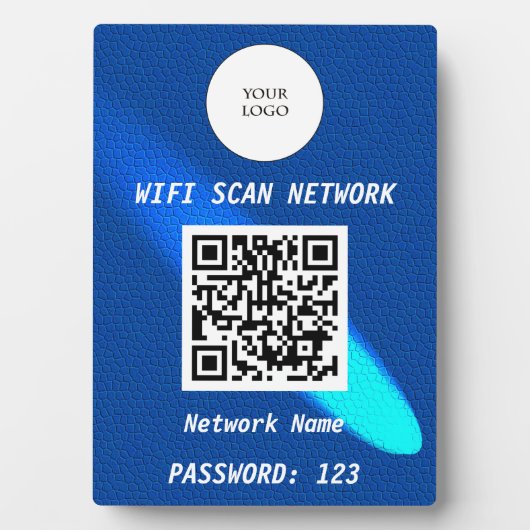 Glowing Blue Leather Free Wifi Scan & QR Code Fotoplatte (Vorderseite)