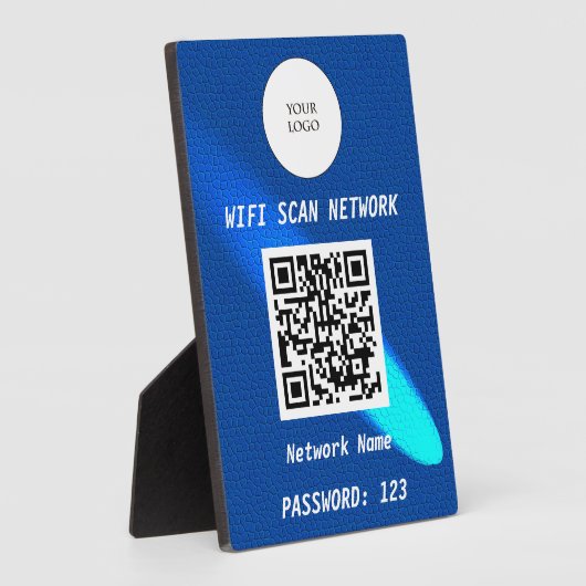 Glowing Blue Leather Free Wifi Scan & QR Code Fotoplatte (Seite)