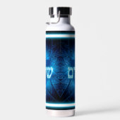 Glowing Blue Shalom On Etched Star of David Trinkflasche (Rechts)