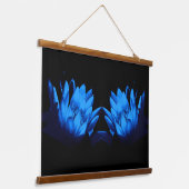 Glowing Blue Water Lily Lotus Flower Abstract Wandteppich Mit Holzrahmen (Gewinkelt)