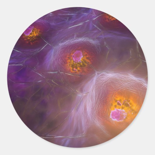 Glowing Cellular Network Abstract Art Runder Aufkleber (Vorderseite)