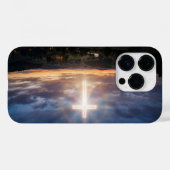 Glowing Christian Cross Sunset Sky iPhone Case (Rückseite (Horizontal))