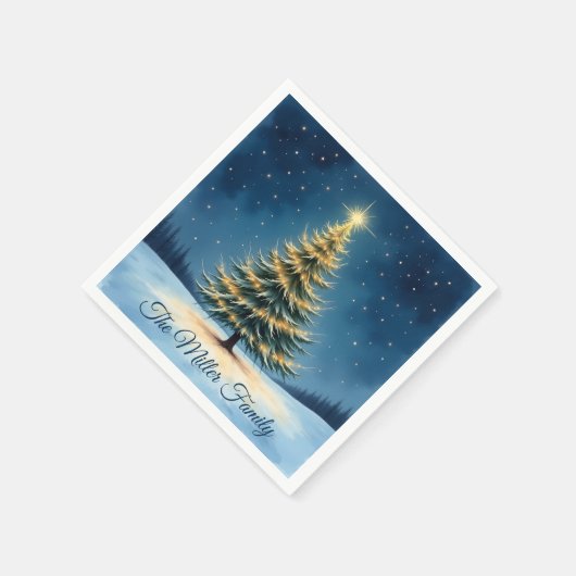 Glowing Christmas Tree Paper Napkin – Customizable Serviette (Ecke)