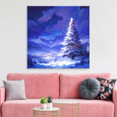 Glowing Christmas Tree Snowy Mountain Landscape Leinwanddruck (Insitu (Wohnzimmer))