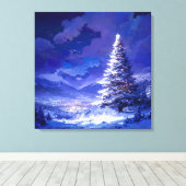 Glowing Christmas Tree Snowy Mountain Landscape Leinwanddruck (Insitu (Holzboden))
