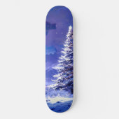 Glowing Christmas Tree Snowy Mountain Landscape Skateboard (Vorderseite)