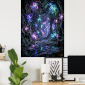Glowing Crystal Cave Fantasy Art Poster (Heimbüro)