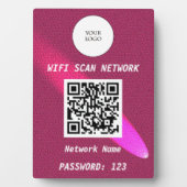 Glowing Deep Pink Leather Free Wifi Scan & QR Code Fotoplatte (Vorderseite)