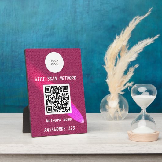 Glowing Deep Pink Leather Free Wifi Scan & QR Code Fotoplatte (Seite)