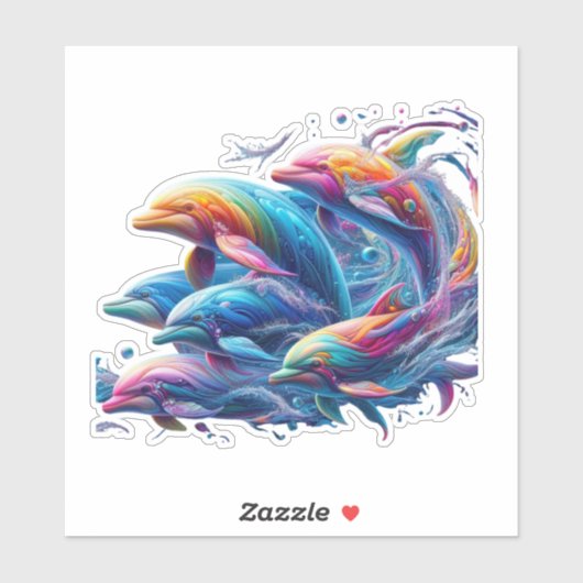 Glowing Dolphin Art Aufkleber (Blatt)