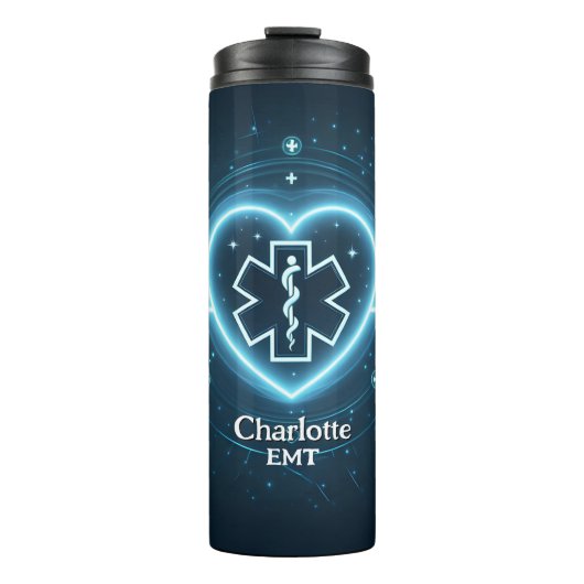 Glowing EMT Heartbeat Personalize Design Thermosbecher (Vorderseite)