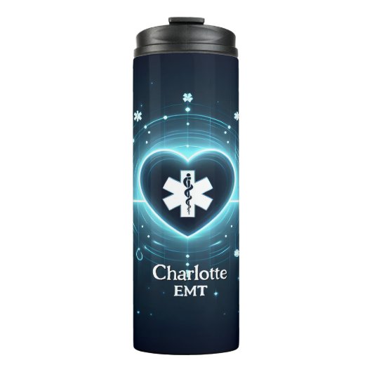 Glowing EMT Heartbeat Symbol Design Thermosbecher (Vorderseite)