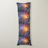 Glowing Fractal Feather Body Pillow – Abstract Art Seitenschläferkissen (Vorderseite Vertikal)