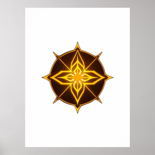 Glowing Golden Compass Rose on Dark Circle Poster (Vorne)