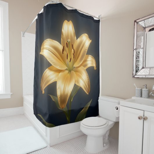 Glowing golden lily flower duschvorhang (Beispiel)