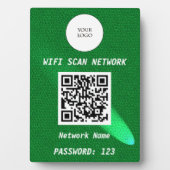 Glowing Green Leather Free Wifi Scan & QR Code Fotoplatte (Vorderseite)