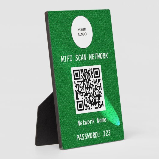 Glowing Green Leather Free Wifi Scan & QR Code Fotoplatte (Seite)