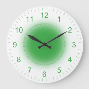 Glowing Green on White Große Wanduhr