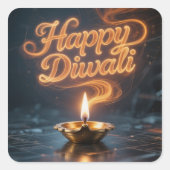 Glowing Happy Diwali Diya Sticker Design (Vorderseite)