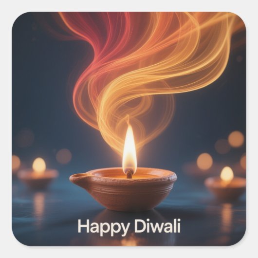 Glowing Happy Diwali Diya Sticker Design (Vorderseite)
