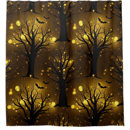 Glowing Haunted Forest Bokeh - Night Trees Duschvorhang (Vorderseite)