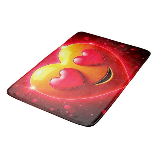 Glowing Heart Eyes Emotion Badematte (Schrägansicht)