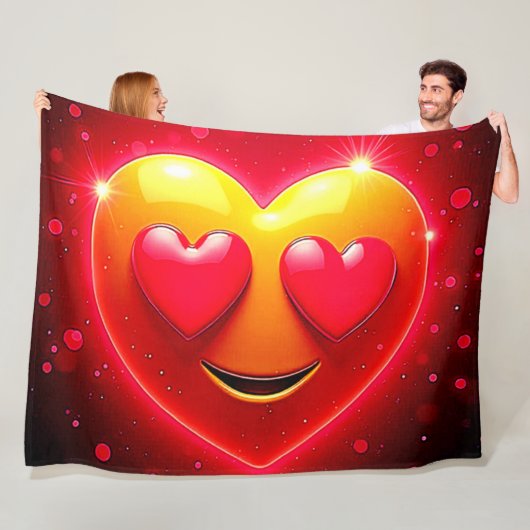 Glowing Heart Eyes Emotion Fleecedecke (Beispiel)