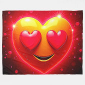 Glowing Heart Eyes Emotion Fleecedecke (Vorderseite (Horizontal))