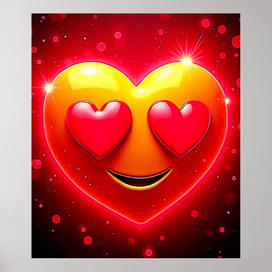 Glowing Heart Eyes Emotion Poster (Vorne)