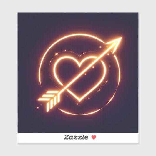 glowing image of a heart with cupid's arrow aufkleber (Blatt)