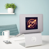 glowing image of a heart with cupid's arrow aufkleber (Laptop auf Schreibtisch)