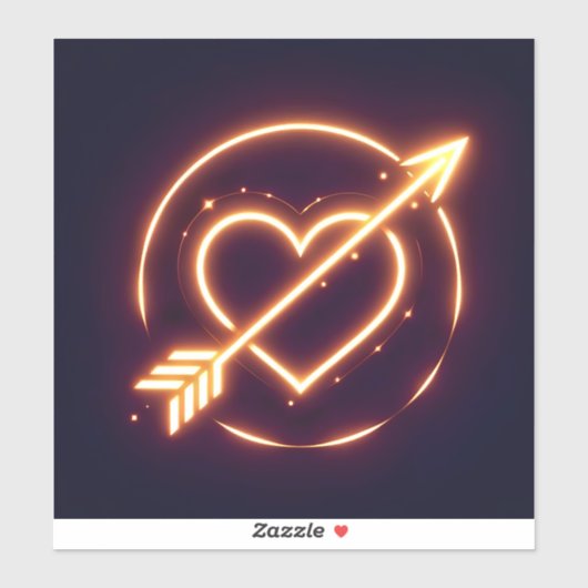 glowing image of a heart with cupid's arrow aufkleber (Blatt)