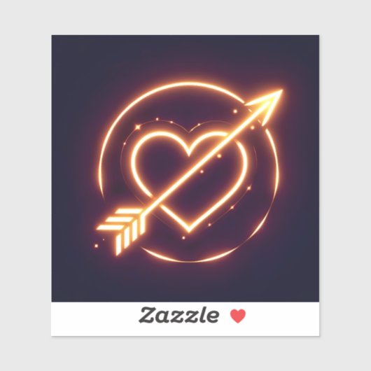 glowing image of a heart with cupid's arrow aufkleber (Blatt)