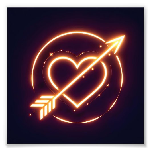 glowing image of a heart with cupid's arrow fotodruck (Vorne)