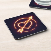 glowing image of a heart with cupid's arrow getränkeuntersetzer (Linke Seite)