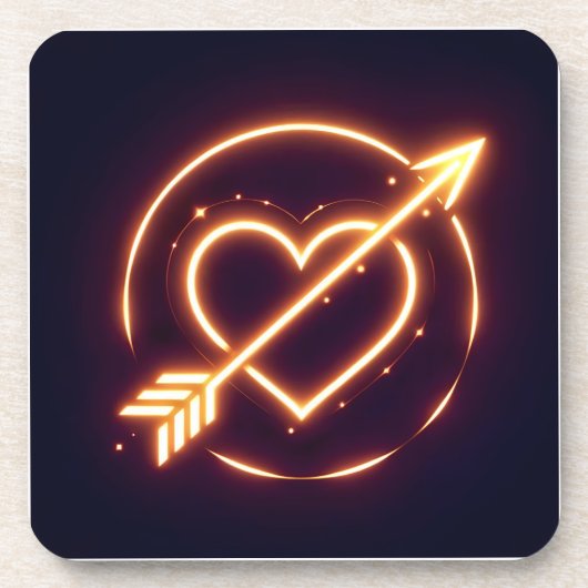 glowing image of a heart with cupid's arrow getränkeuntersetzer (Vorderseite)