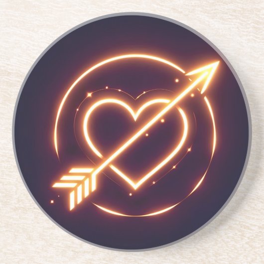 glowing image of a heart with cupid's arrow getränkeuntersetzer (Vorne)