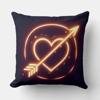 glowing image of a heart with cupid's arrow kissen
