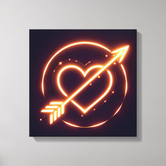 glowing image of a heart with cupid's arrow leinwanddruck