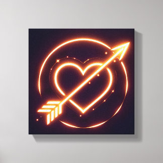glowing image of a heart with cupid's arrow leinwanddruck