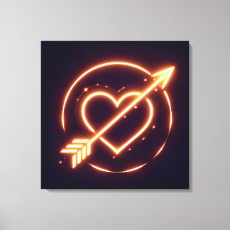 glowing image of a heart with cupid's arrow leinwanddruck