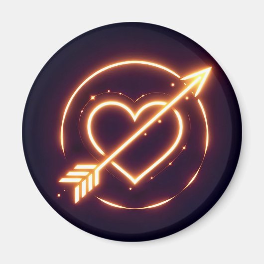 glowing image of a heart with cupid's arrow magnet (Vorne)