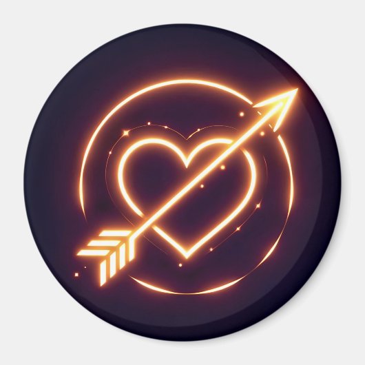glowing image of a heart with cupid's arrow magnet (Vorne)